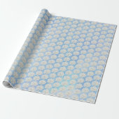 Papier Cadeau Hydrangeas blancs sur fond bleu aquarelle (Déroulé)