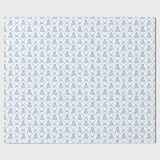 Papier Cadeau Hydrangeas Bleues et Vertes Prépa (Plat)