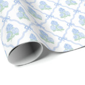 Papier Cadeau Hydrangeas Bleues et Vertes Prépa (Coin rond)