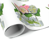 Papier Cadeau Hydrangeas et jarre de Mason (Coin rond)