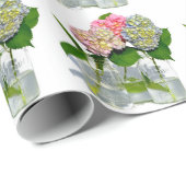 Papier Cadeau Hydrangeas et jarre de Mason (Coin rond)