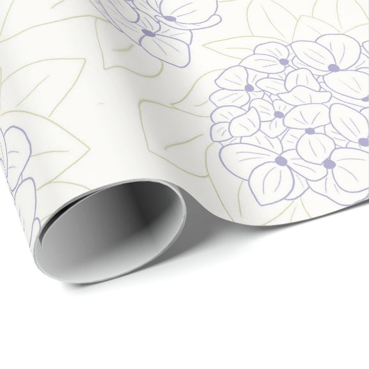 Papier Cadeau Hydrangeas violettes en contour (Coin rond)