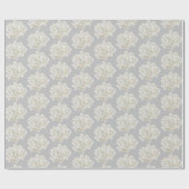 Papier Cadeau Hydrangée blanche sur argent (Plat)