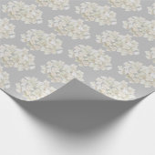 Papier Cadeau Hydrangée blanche sur argent (Coin)