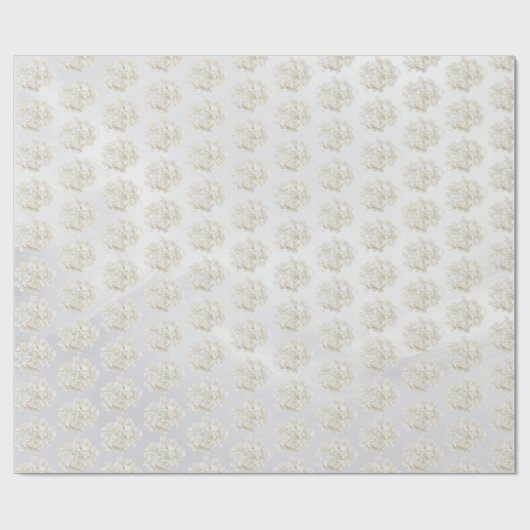 Papier Cadeau Hydrangée Blanche Sur Blanc (Plat)