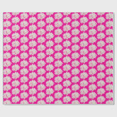 Papier Cadeau Hydrangée blanche sur Rose gras (Plat)