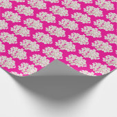 Papier Cadeau Hydrangée blanche sur Rose gras (Coin)