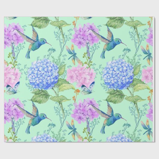 Papier Cadeau Hydrangée bleue (Plat)