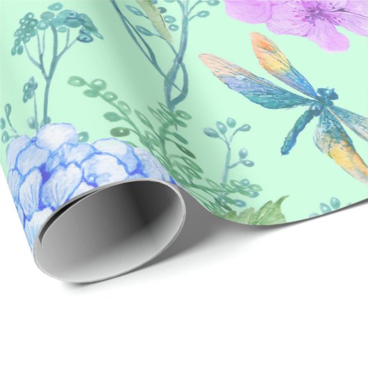 Papier Cadeau Hydrangée bleue (Coin rond)