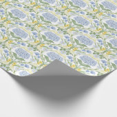 Papier Cadeau Hydrangée bleue, jonquilles et roses (Coin)