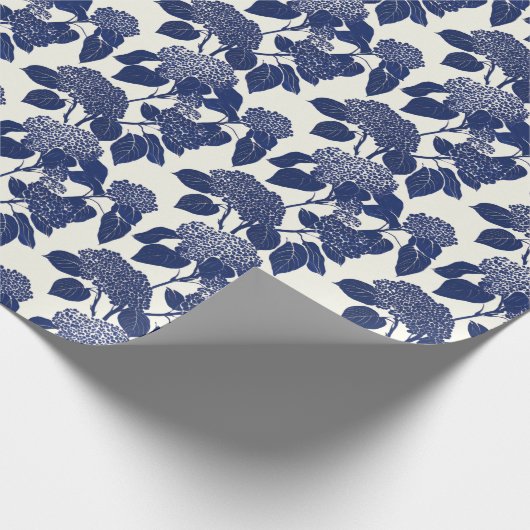 Papier Cadeau Hydrangée bleue Modèle Floral moderne (Coin)