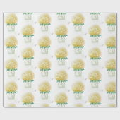 Papier Cadeau Hydrangée jaune (Plat)