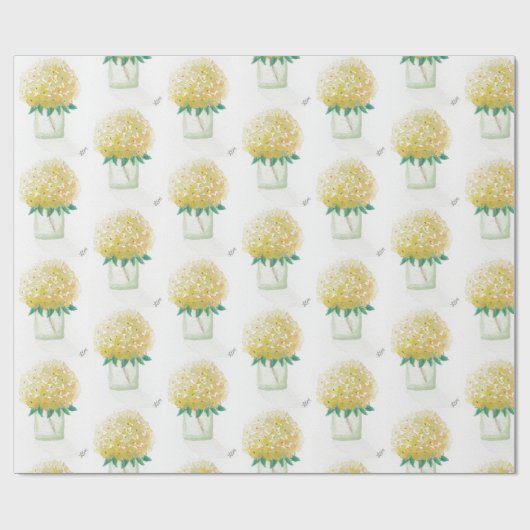 Papier Cadeau Hydrangée jaune (Plat)