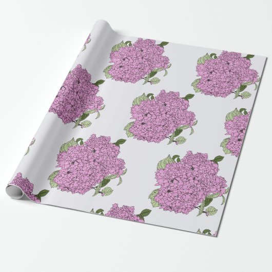 Papier Cadeau Hydrangée rose (Déroulé)