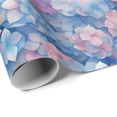 Papier Cadeau Hydrangée rose bleu florale en fleur (Coin rond)