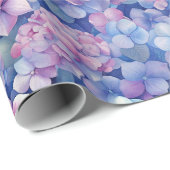 Papier Cadeau Hydrangée rose bleu florale en fleur (Coin rond)