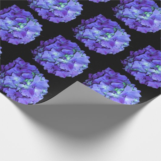 Papier Cadeau Hydrangée turquoise fleurie pourpre (Coin)