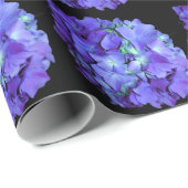 Papier Cadeau Hydrangée turquoise fleurie pourpre (Coin rond)