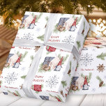 Papier Cadeau Hygge Christmas Gnome Nordic Holidays Nom<br><div class="desc">Hygge Holidays Papier d'emballage de Noël dans le style nordique avec un joli gnome,  pain d'épices,  pin et plus. Personnalisez facilement le texte. - Kate Eden Art</div>