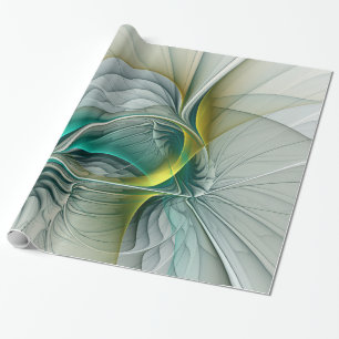 Papier Cadeau Hypnotique Abstrait Golden Turquoise Turquoise Fra