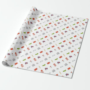 Papier Cadeau I coeur Royaume-Uni, amour britannique, points de