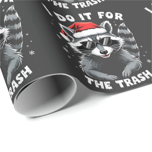 Papier Cadeau I Do It for the Trash Funny Christmas Raccoon (Coin rond)