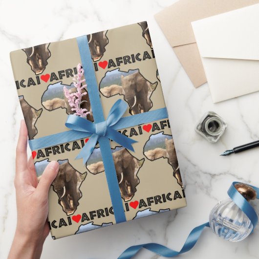 Papier Cadeau I Heart Africa Map Black Elephant Bull (Cadeaux)