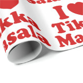 Papier Cadeau I Heart (Amour) Tikka Masala (Coin rond)
