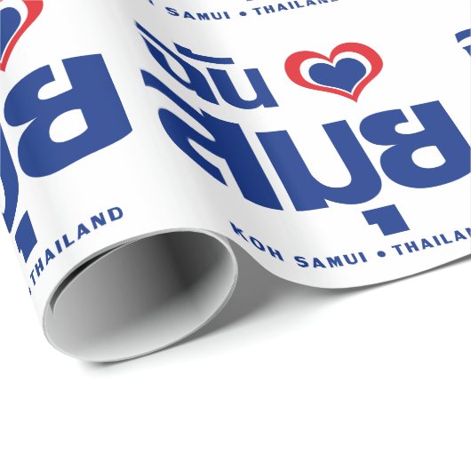 Papier Cadeau I Heart (J'aime) Koh Samui (Thaïlande) (Coin rond)