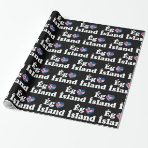 Papier Cadeau I Heart (Love) Islande [Ég Elska Ísland] Islandais
