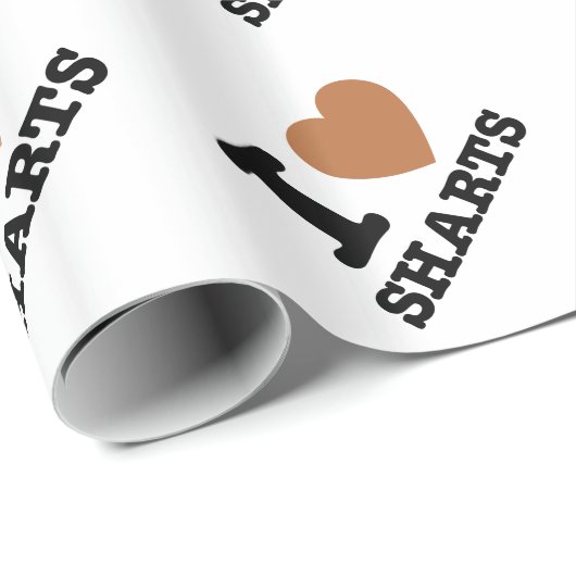 Papier Cadeau I Heart Sharts (Coin rond)