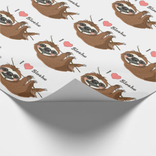 Papier Cadeau I Heart Sloths Baby Animaux