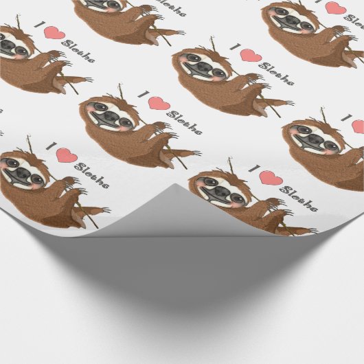 Papier Cadeau I Heart Sloths Baby Animaux (Coin)