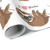 Papier Cadeau I Heart Sloths Baby Animaux (Coin rond)