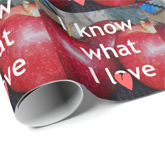 Papier Cadeau "I Know What I Love" - Design à thème Apple (Coin rond)