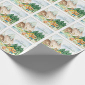 Papier Cadeau I Love Camping Bois Animaux Enfants Aquarelle (Coin)