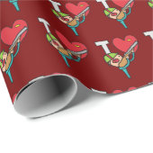 Papier Cadeau I Love Clay Pigeon Tir (Coin rond)