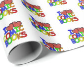 Papier Cadeau I Love Comic Books (Coin rond)