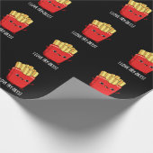Papier Cadeau I Love Fry-Days Funny French Fries Pun Dark BG (Coin)