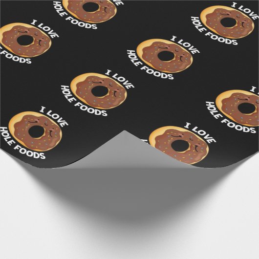 Papier Cadeau I Love Hole Foods Funny Donut Pun Dark BG (Coin)
