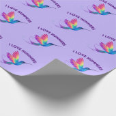Papier Cadeau I Love Hummers Exotic Rainbow Hummingbird Flying (Coin)