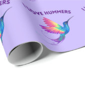 Papier Cadeau I Love Hummers Exotic Rainbow Hummingbird Flying (Coin rond)