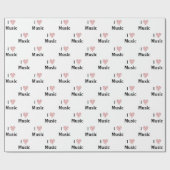 Papier Cadeau I Love Music Red Heart of Music Notes (Plat)
