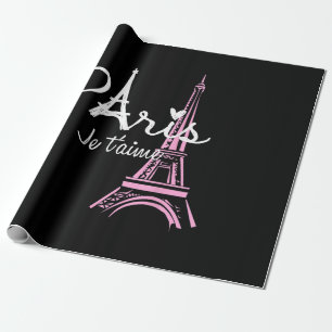 Papier Cadeau I Love Paris Tour Eiffel France Souvenir français