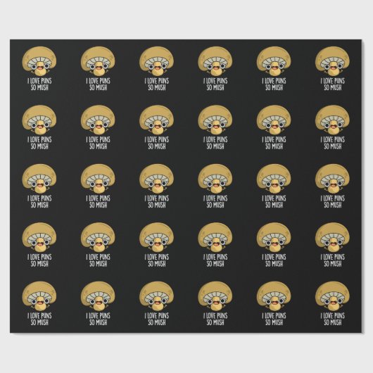Papier Cadeau I Love Puns So Mush Funny Mushroom Pun Dark BG (Plat)