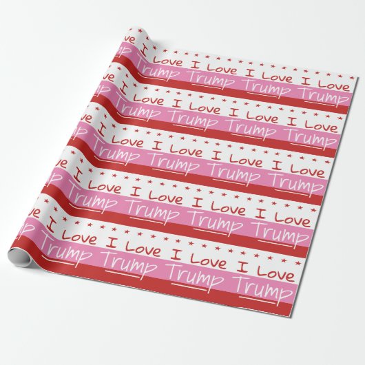 Papier Cadeau I Love Trump ... pour le président Pink Wrapping P (Déroulé)
