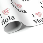 Papier Cadeau I Love Viola Alto Clef Red Heart of Music Notes (Coin rond)