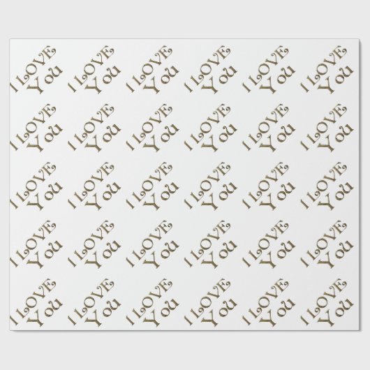 Papier Cadeau I Love You Golden Text Typography Elegant (Plat)