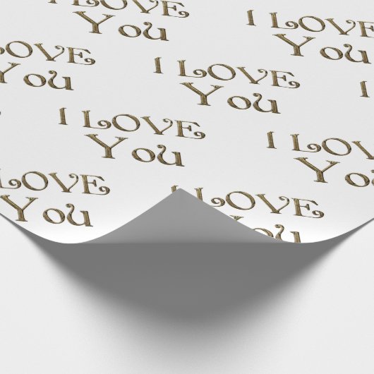 Papier Cadeau I Love You Golden Text Typography Elegant (Coin)