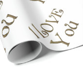 Papier Cadeau I Love You Golden Text Typography Elegant (Coin rond)
